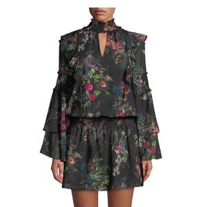 Parker Elliana printed high-neck ruffle dress - Sm